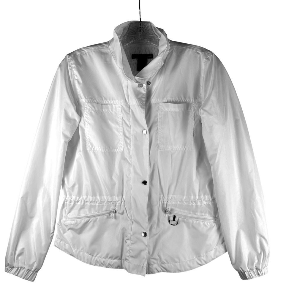 Oleg‎ Cassini Sport Womens White Lightweight Mesh Lined Windbreaker Jacket Small